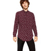 ZR Man Long Sleeve Floral Print Shirt Maroon
