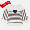 IR Black Heart With Brown Stripes White Sweatshirt 2985