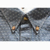 BB Black Brown Light Textured Button Down Blue Casual Shirt
