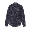 ZR Man Long Sleeve Floral Print Shirt Navy Blue