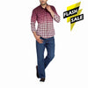 Two Tone Slim Fit Burgundy Casual Shirt 8886