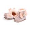 MPW Side Pearls Bow Velvet Peach Fur Soft Bottom Shoes 10365