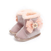 MPW Side Pearls Bow Velvet Peach Fur Soft Bottom Shoes 10365
