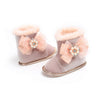 MPW Side Pearls Bow Velvet Peach Fur Soft Bottom Shoes 10365