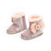 MPW Side Pearls Bow Velvet Peach Fur Soft Bottom Shoes 10365