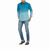 Two Tone Slim Fit Check Cerulean Blue Casual Shirt 8867