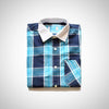 S.O White Collar Blue Check Cotton Casual Shirt
