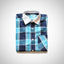 S.O White Collar Blue Check Cotton Casual Shirt