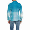 Two Tone Slim Fit Check Cerulean Blue Casual Shirt 8867