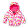 PLC Fluorescent Multi Hearts White Puffer Jacket With Inner Fleece 7956