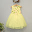 YB Fancy Embroidered Lemon Yellow Frock With Bag(T81003)