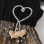 VKT Aplic Heart Golden And Black Fancy Star Frock 8716