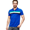 GAP Blue with Chest Stripe 3 Color Pique Polo Shirt (Label Removed)