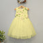 YB Fancy Embroidered Lemon Yellow Frock With Bag(T81003)