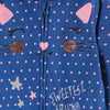51015 Sweetest Friend Cat Face Doted Blue Zipper Hoodie 8455