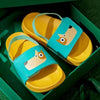 MR Dog Print Teal And Yellow Back Strap Slippers 9428