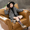 XL Slim & Long Style Black & White Check Warm WoolenCoat 10531