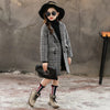 XL Slim & Long Style Black & White Check Warm WoolenCoat 10531