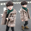 RXKZ 6 Buttons Fur Pockets Check Brown Inside Fur Warm Coat 10529