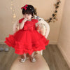 CN Front Bow Flare Bottom Red Fancy Frock 10725