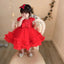 CN Front Bow Flare Bottom Red Fancy Frock 10725