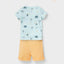 CA Printed Beech Aqua Blue T-Shirt & Shorts Set 8802