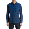 QS Motherfly Flannel Blue Black Check Long Sleeve Casual Shirt