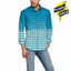 Two Tone Slim Fit Check Cerulean Blue Casual Shirt 8867