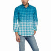 Two Tone Slim Fit Check Cerulean Blue Casual Shirt 8867