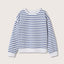 MNG Down Shoulder White And Blue Stripes Sweatshirt 9875