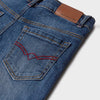 OM Red Button Dark Blue Denim 1012