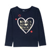 ML Glitter Bisous Heart Navy Blue Full Sleeve TShirt 7763