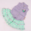 CNP Polka Dots Style Flower Top With Green Check Shirt 2 Piece Set 10858