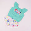 CNP Embossed Tommy Flower Green 2 Piece Set 10856