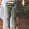 SM Textured Green Contrast Belt Pant 10795