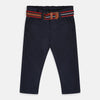 LSN Contrast Belt & Pocket Navy Blue Cotton Pant 7067