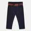 LSN Contrast Belt & Pocket Navy Blue Cotton Pant 7067