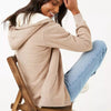 FF Warm complete inside sherpa cream Beige zipper hoodie 10591