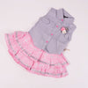 CNP Polka Dots Style Flower Top With Pink Check Shirt 2 Piece Set 10857