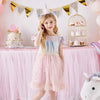 VKT Rainbow Chest Star Bottom Pink Frill Frock 8719