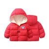Duyi Bear Print Fleece Inner Red Puffer Jacket 7634