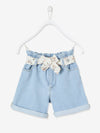 VRB Floral Belt Light Blue Denim Girls Shorts 9500