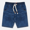 OM Elastic Belt Soft Terry Denim Blue Shorts 10787