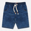 OM Elastic Belt Soft Terry Denim Blue Shorts 10787