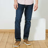 KB Men Dark Wash Worn Effect Slim Stretch Jeans