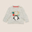 MS Embroided Pom Pom Penguine Grey Sweater 7845