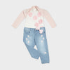 OM Light Blue Jeans With Pink Bow 1014
