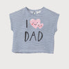 HM I Love Dad White & Blue Stripe Loose Top 4057
