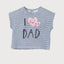 HM I Love Dad White & Blue Stripe Loose Top 4057