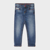 OM Red Button Dark Blue Denim 1012